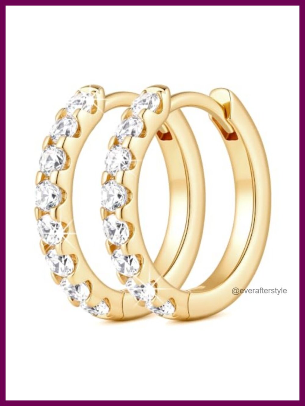 14K Gold Plated Small Hoop Earrings for Women with Cubic Zirconia